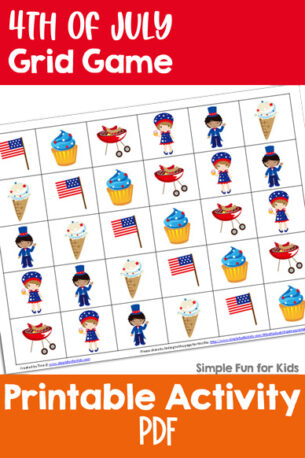 Free Math Printables for Kids: Play a 4th of July Grid Game with your kids and help them practice their math skills at the same time!