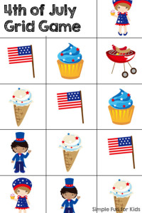 Free Math Printables for Kids: Play a 4th of July Grid Game with your kids and help them practice their math skills at the same time!
