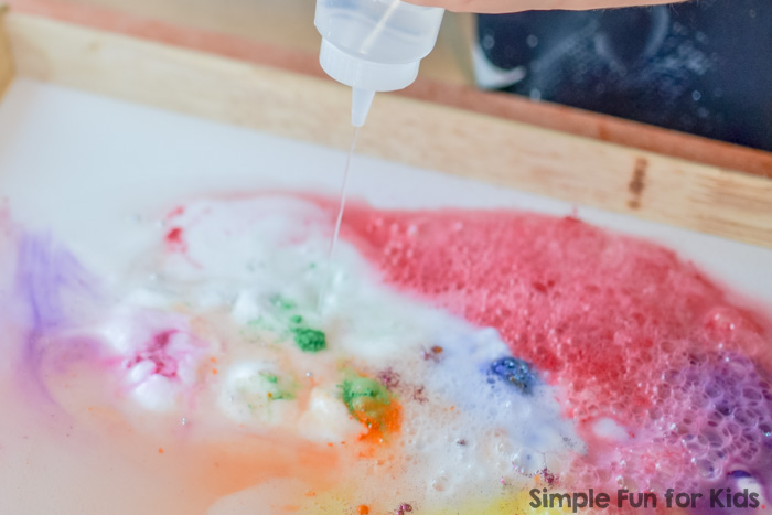 Science for Kids: A twist on baking soda and vinegar experiments with color surprise eruptions!