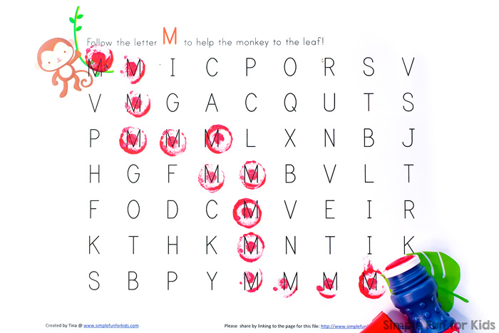 M is for Monkey: Learning letters with letter M mazes for preschoolers and kindergarteners.