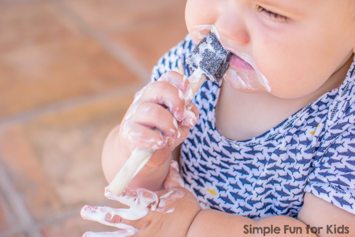 Simple Sensory Play for Babies: Yogurt on the Mirror!