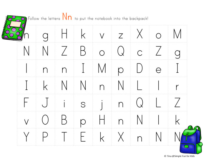 Printables for Kids: Learning Letters with Letter N Mazes!