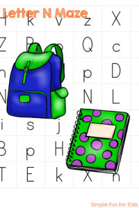 N is for Notebook: Learning Letters with printable Letter N Mazes! Perfect for toddlers and preschoolers.