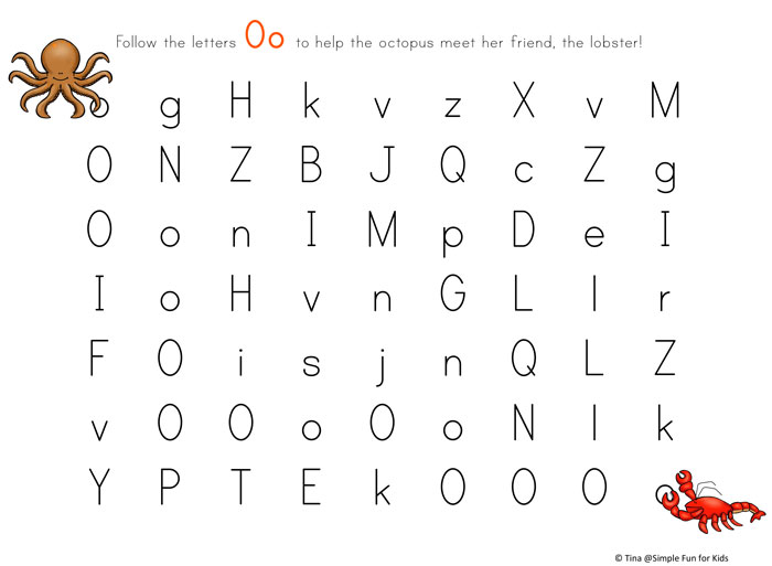 A fun way of learning letters: Letter O Maze Printable!