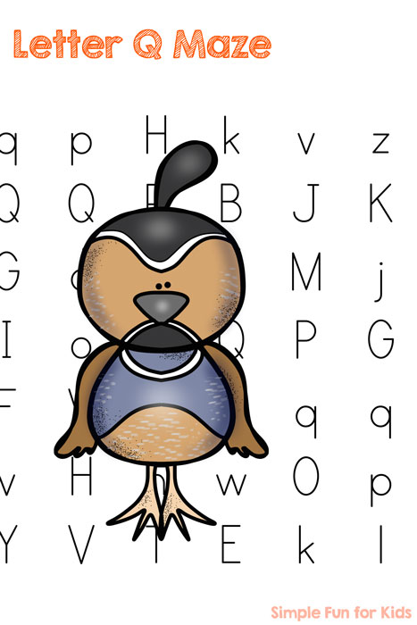 Printables for Kids: Have more fun learning letters with the Letter Q Maze - Q is for Quail!