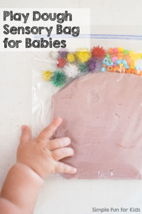 Sensory Activities for Babies: Let your baby explore play dough safely with a Play Dough Sensory Bag!