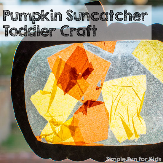 My son's very first craft at 13 months: Pumpkin Suncatcher Toddler Craft!