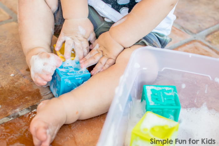 Simple Sensory Activities: Toddler Play with Foamy Blocks - quick to set up and lots of fun!