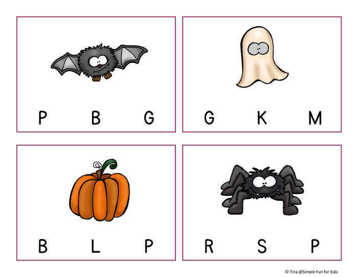 Printables for Preschoolers: Fall Beginning Sounds Clip Cards