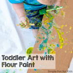 My toddler's first art project with super simple, taste-safe, and vibrant homemade flour paint!