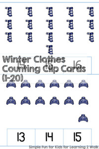 Whether you love winter or you hate it, you can now practice counting up to 20 and fine motor skills with these cute Winter Clothes Counting Clip Cards (1-20)! This Kindergarten printable uses a scattered configuration for numbers 1-10, and a rectangular array for numbers 11-20. CCSS.Math.Content.K.CC.B.5