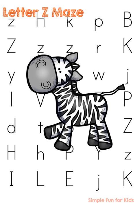 Is your child learning his or her letters? Make it more fun with this cute Letter Z Maze - perfect for preschoolers and toddlers!