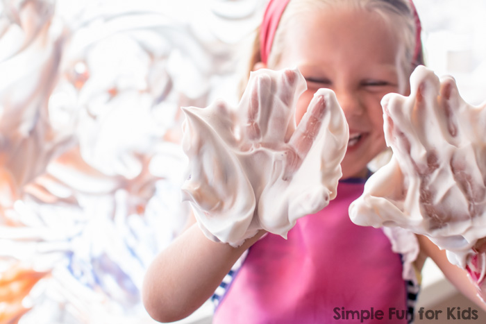 This was AWESOME! We'd wanted to try painting on shaving cream on a window for years, and when we finally did it, it was super fun! Art and sensory all rolled into one, and really easy to clean up, too!