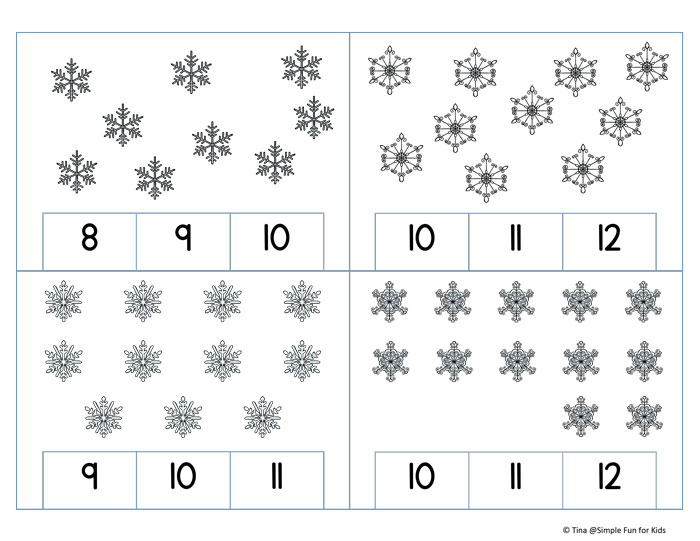 Learn counting to 12 with the perfect winter theme! Cute Snowflake Counting Clip Cards (1-12), low-prep (or even no-prep if you prefer), aligned with common core standard K.CC.B.5 (rectangular array for numbers above 10).
