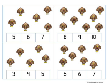 Turkey Counting Clip Cards (1-10) - Simple Fun for Kids