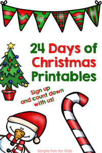 Want a frugal, low-prep advent calendar for older toddlers, preschoolers and kindergartners that requires minimal supplies? Sign up for my special newsletter and follow along with 24 Days of Christmas Printables!