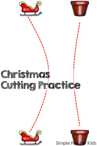 24 Days of Christmas Printables - Day 20: Do some quick and simple Christmas cutting practice for different skill levels of toddlers, preschoolers, and kindergartners. Works on fine motor skills and helps with developing pencil control.