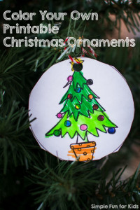 24 Days of Christmas Printables: Day 4 - color your own printable Christmas ornaments! Super fun and cute ornaments for toddlers and preschoolers!
