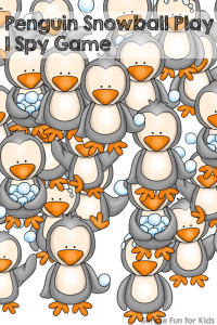 This is such a cute printable! Penguin Snowball Play I Spy Game Printable for preschoolers and kindergartners!