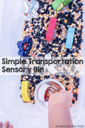 Sensory Activities for Toddlers: Does your toddler love discovering new materials? Try a simple transportation sensory bin that's quick and easy to set up and offers so much to explore!
