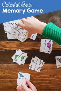 This is a great printable game for kindergarteners learning their color and number words: Colorful Bats Memory Game, perfect for Halloween or any day! (And my toddler liked it, too :) )