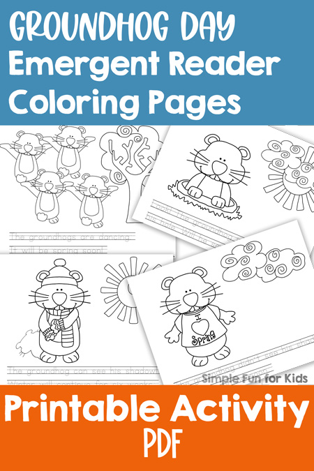 Color while learning to read (or learn to read while coloring) with these cute printable Groundhog Day Emergent Reader Coloring Pages! Simple words that go with the cute images of groundhogs are perfect for older preschoolers and kindergarteners who are learning to read.