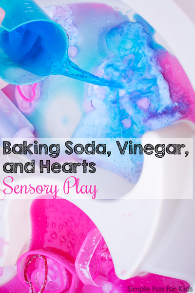Baking Soda, Vinegar, and Hearts Sensory Play