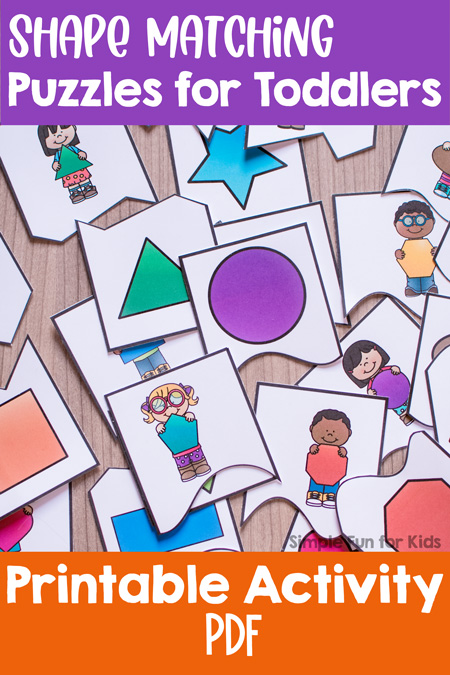 Help your toddler or preschooler learn his or her shapes with these cute printable Shape Matching Puzzles for Toddlers! Includes 12 2-piece puzzles featuring rectangle, triangle, crescent, heart, star, square, diamond, oval, octagon, circle, hexagon, and pentagon shapes.