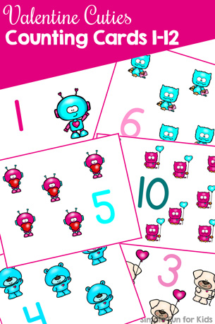 Valentine’s Cuties Counting Cards 1-12