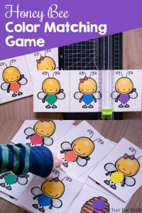 Help your toddlers and preschoolers practice their colors with this cute printable Honey Bee Color Matching Game! Put the bees in rainbow colors in their matching beehive.
