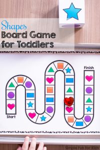 Are you looking for a fun way to practice and review shapes with your toddler or preschooler? This Shapes Board Game for Toddlers is a quick and easy way to make it more interesting. Includes a printable die template that's easy to put together.