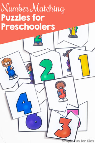 Practice numbers 1-12 with these cute matching puzzles for preschoolers and kindergarteners!