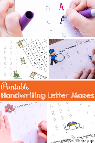Printable Handwriting Letter Mazes for Kids