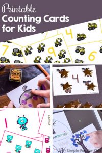 Printable Counting Cards for Kids are an awesome, fun way to explore numbers, number recognition, counting, 1:1 correspondence, and more for early childhood learners! Toddlers, preschool, kindergarten.
