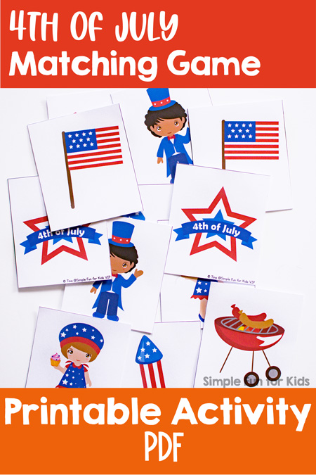 This cute printable 4th of July Matching Game is perfect for little toddler and preschooler hands and attention spans. Play different levels of matching and memory games on all patriotic holidays.