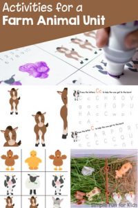 Looking for a fun preschool theme that kids love? Try these Activities for a Farm Animal Unit! Includes sensory activities, math and literacy printables, and more!