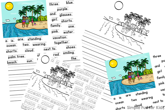 Get ready for summer and/or stop the summer slide with these cute, printable, (mostly) no prep Beach Writing Prompts for Kindergarteners! Four versions in both color and black and white plus fully editable versions where you can easily enter your own words!