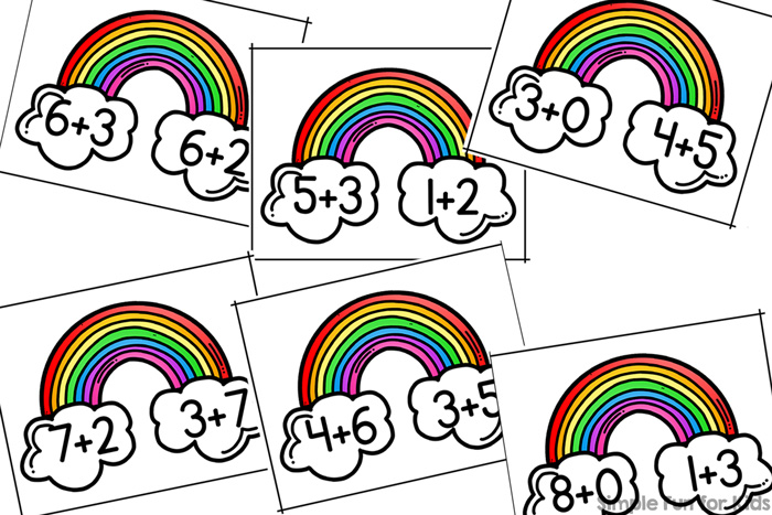 Practice your addition facts up to 10 with this cute printable Rainbow Domino Addition activity! Perfect for kindergarteners and first graders who compare the different number bonds.