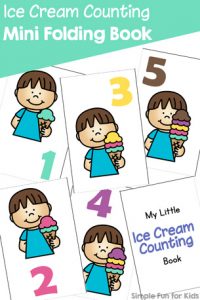 Practice counting up to 7 with your preschooler or kindergartener with this cute printable Ice Cream Counting Mini Folding Book! Easy to assemble with minimal cutting and no staples or glue.