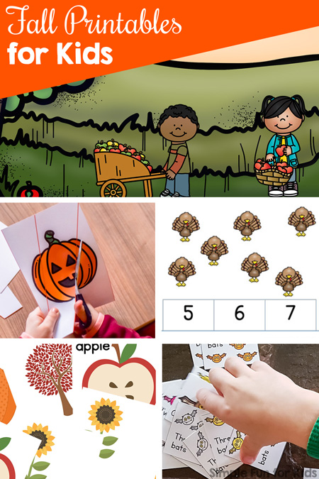 Have fun and learn with these cute fall printables for kids! There are many different math and literacy themes for toddlers, preschoolers, and kindergarteners. Includes games, clip cards, fine motor activities, and more!