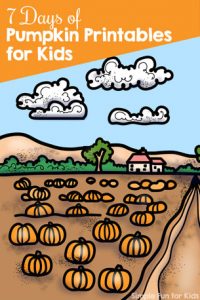 Learn and have fun with these cute fall-themed printables: Follow along with the 7 Days of Pumpkin Printables for toddlers, preschoolers, and kindergarteners!