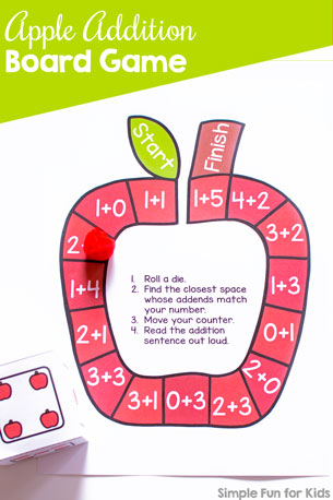 Apple Addition Board Game {Day 4 of Apple Printables}