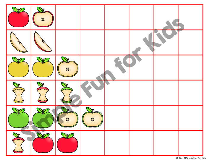 Cut and paste simple patterns with this fall-themed Apple Patterns printable! Perfect for preschoolers and kindergarteners who can work on fine motor cutting skills and basic math at the same time. (Part of the 7 Days of Apple Printables for Kids series.)
