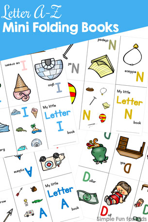 Here by popular demand: All of the Letter A-Z Mini Folding Books in one file! Learn the alphabet with these simple, colorful books for toddlers, preschoolers, and kindergarteners. Also includes a black and white version for coloring or simply to save on ink.