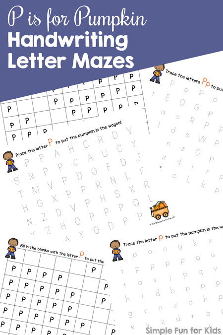 Practice writing the letter P in both upper and lowercase with these cute P is for Pumpkin Handwriting Letter Mazes! Includes both tracing and fill-in-the-blank versions. The VIP edition also includes black and white pages.