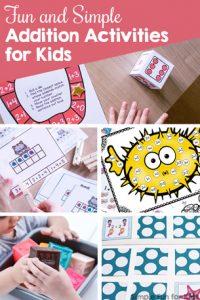 Learn and review addition facts with kindergarteners and first graders with these Fun and Simple Addition Activities for Kids! Clip cards, mini folding books, games, play dough, and more!