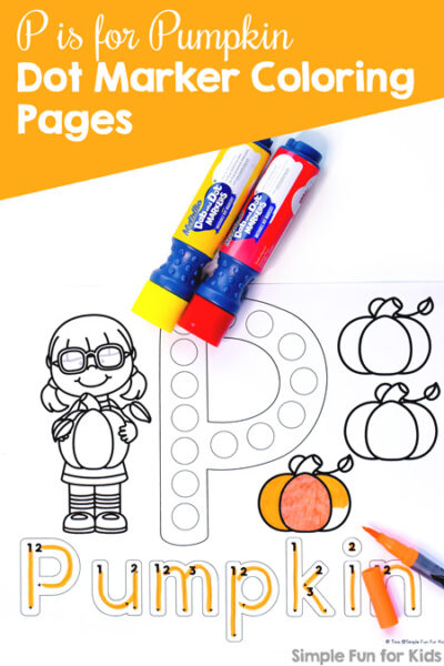 P is for Pumpkin Dot Marker Coloring Pages - Simple Fun for Kids