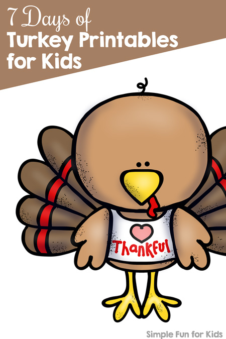 Ready for Thanksgiving? Follow along with the 7 Days of Turkey Printables for Kids series for cute, fun, educational printables every day of the week. There's something for everyone: math, literacy, games, and more for preschoolers, kindergarteners, toddlers, and elementary students.