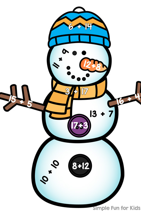 Check out a portion of my Build an Addition Snowman printable for free before you buy: Build an Addition Snowman 19-20, perfect for math centers or homeschool for elementary students in kindergarten and first grade!