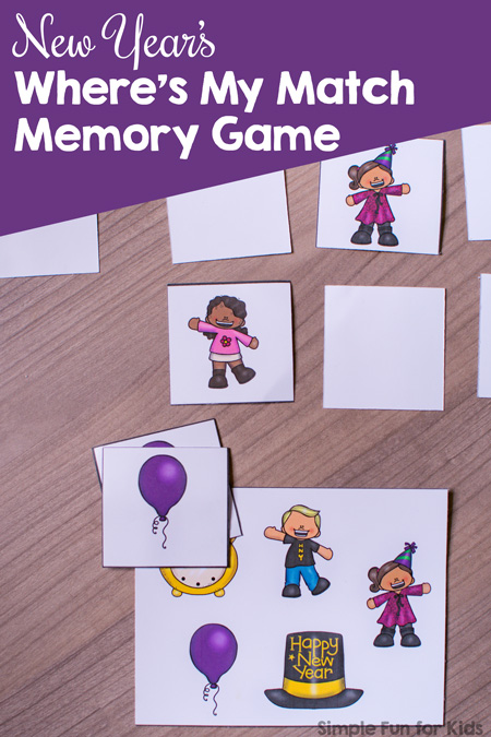 Try a new twist on the classic memory game with this cute printable New Year's Where's My Match Memory Game! Great for advanced memory players in kindergarten and elementary school.